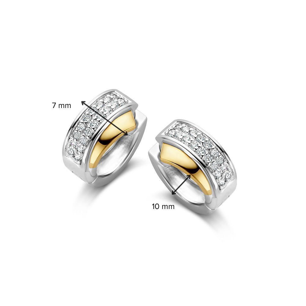 Elegante Zilver-Gouden Oorringen met Zirkonia's