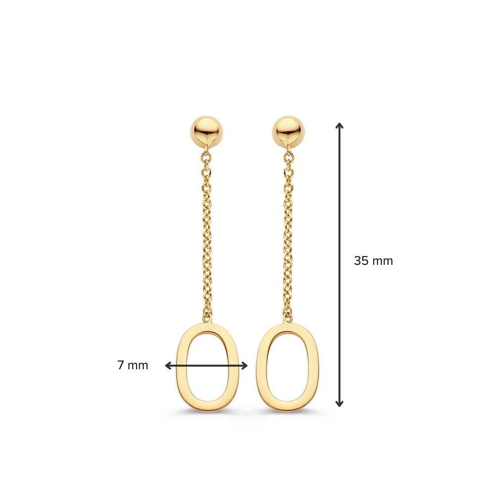 Lange Geelgouden Oorhangers – 14 Karaat Goud, Elegant & Tijdloos
