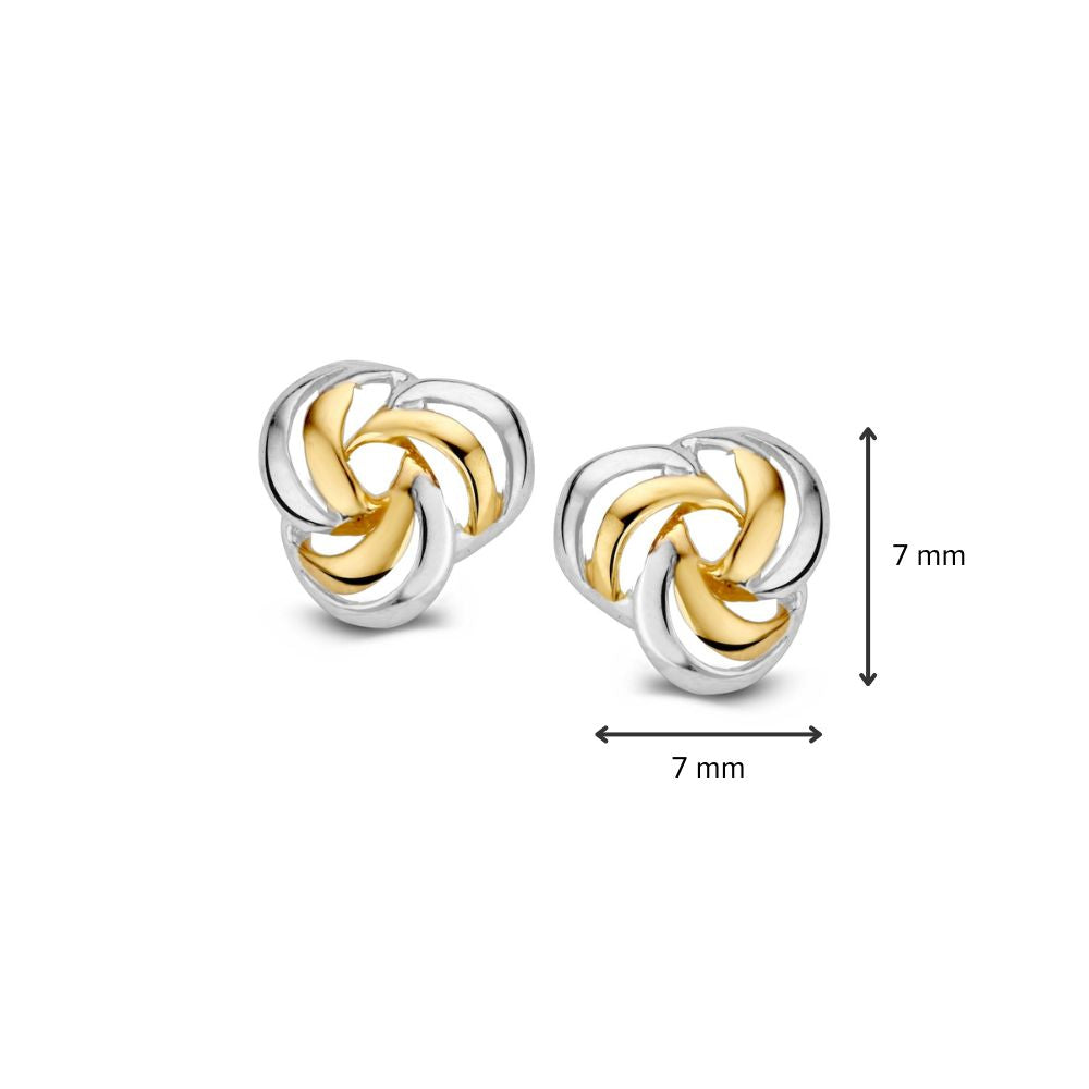 Bicolor Gouden Oorstekers 14 Karaat voor Dames – 7,2 mm, Subtiel en Elegant