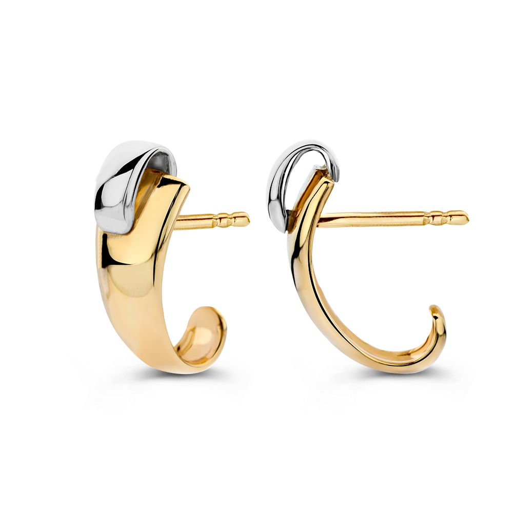 14 Karaat Bicolor Gouden Oorstekers voor Dames – Geel/Wit Gouden Oorstekers
