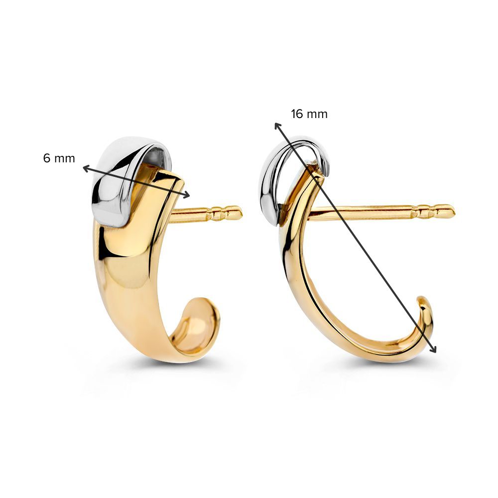 14 Karaat Bicolor Gouden Oorstekers voor Dames – Geel/Wit Gouden Oorstekers