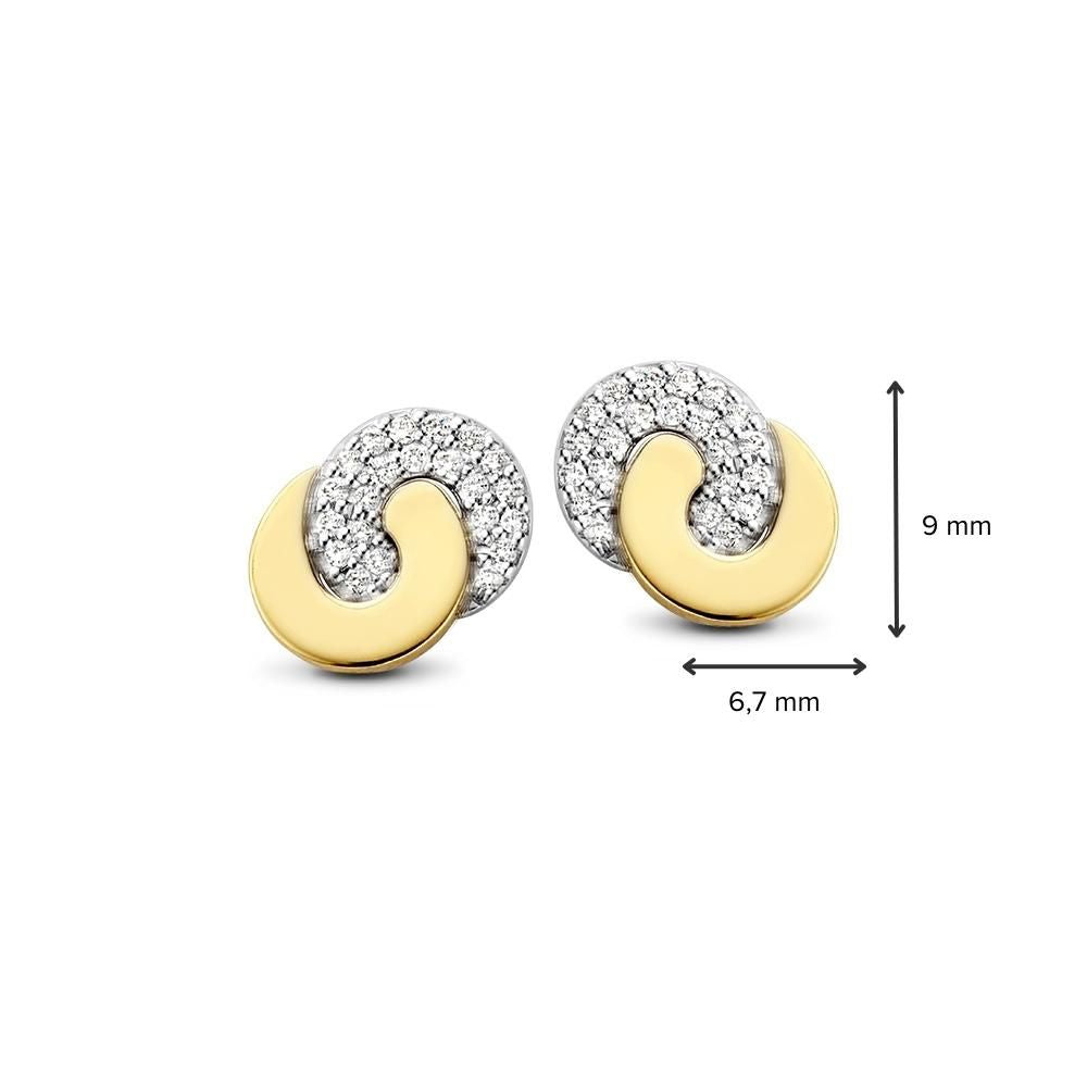 14 Karaat Bicolor Gouden Oorstekers voor Dames – Geel/Wit Gouden Oorstekers met Diamant