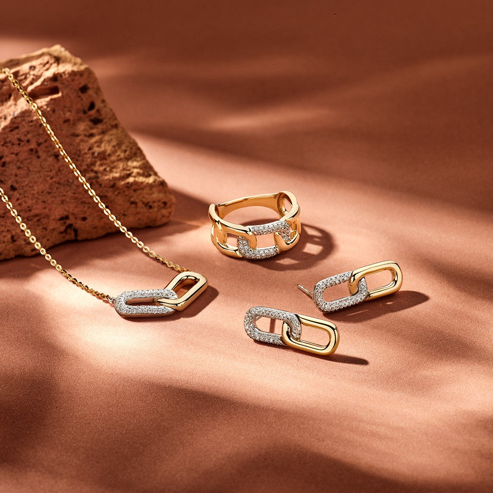Bicolor Gouden Oorknoppen met 0,30ct Briljante Diamanten