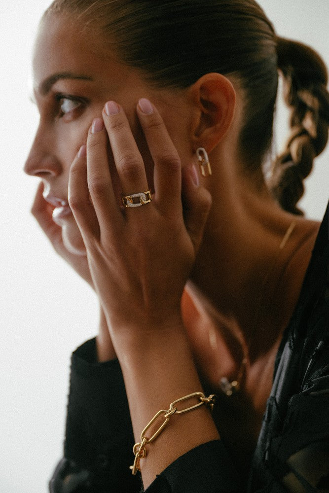 Bicolor Gouden Oorknoppen met 0,30ct Briljante Diamanten