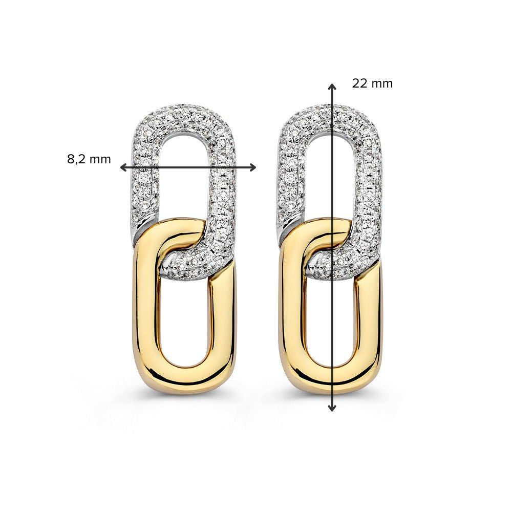 Bicolor Gouden Oorknoppen met 0,30ct Briljante Diamanten