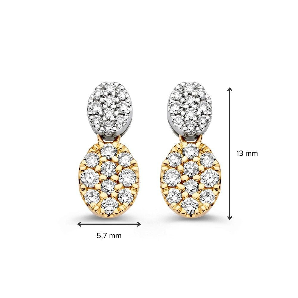 Elegant Diamond Drop Earrings – 0.45ct Pave-Set Oval Design in 14k Gold