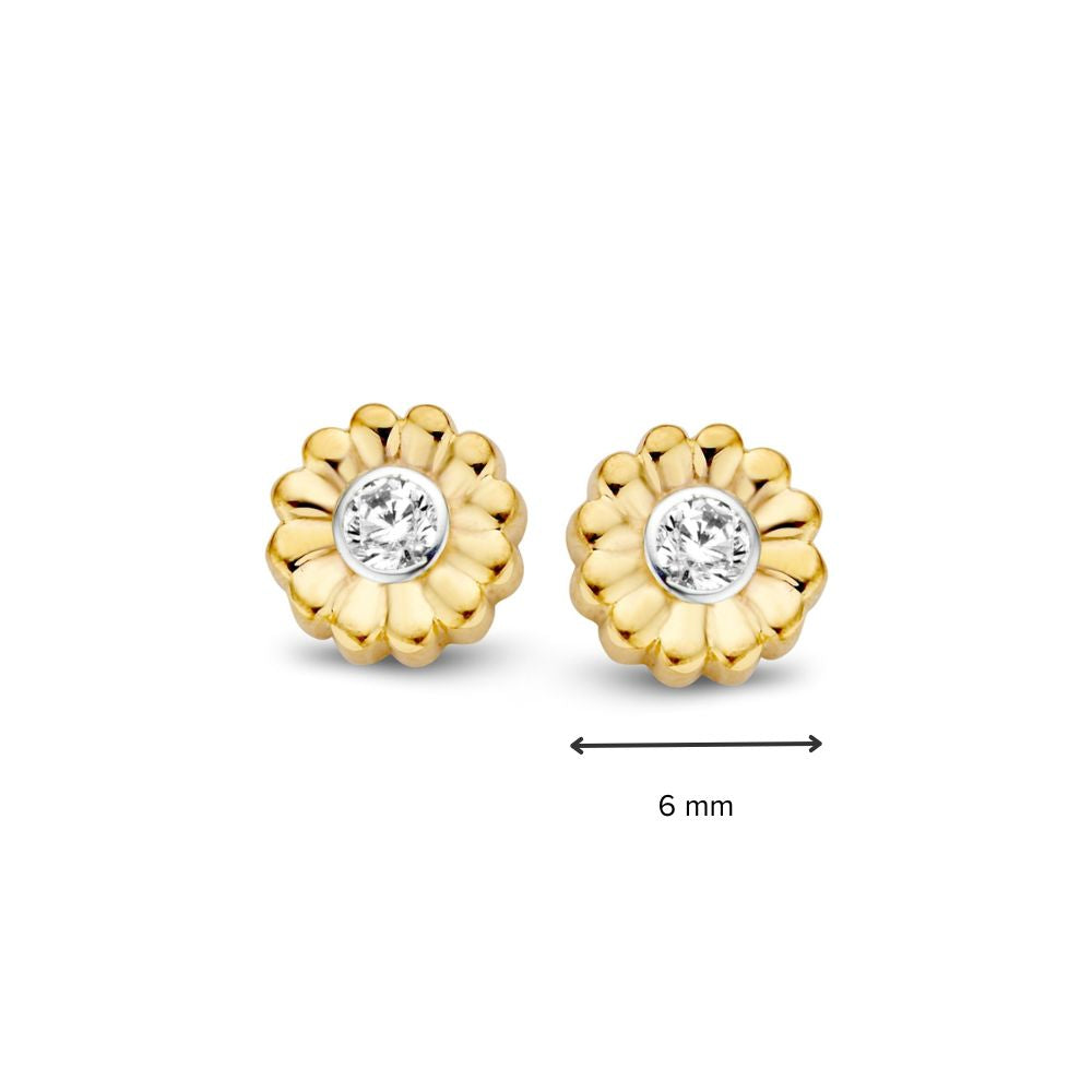 Geelgouden Oorstekers met Zirkonia 6 mm - 14 Karaat