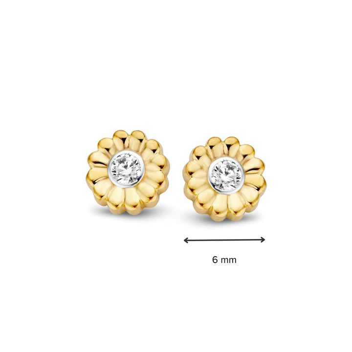 Geelgouden Oorstekers met Zirkonia 6 mm - 14 Karaat