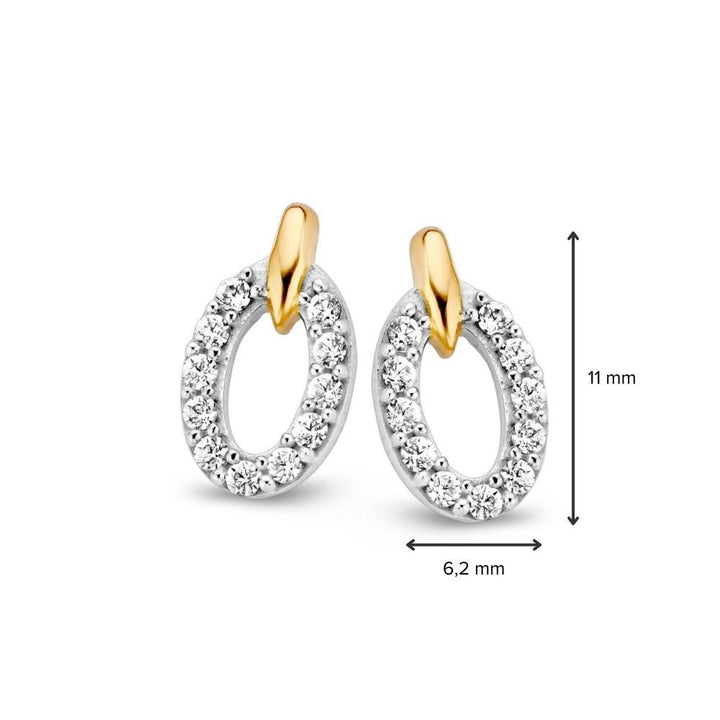 Geel-Witgouden Oorstekers met Zirkonia 11.5 mm - 14 Karaat