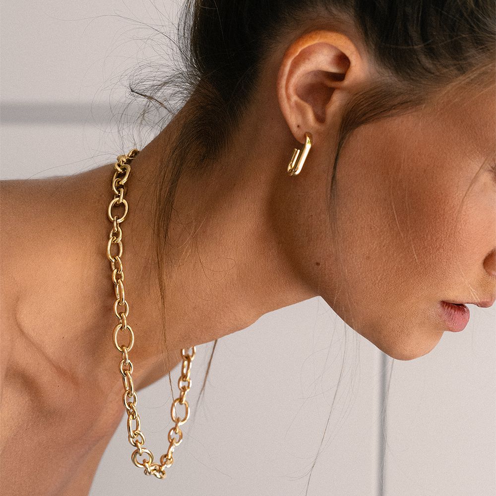 14K Geelgouden Oorringen met Ovaal Design 21mm x 4mm
