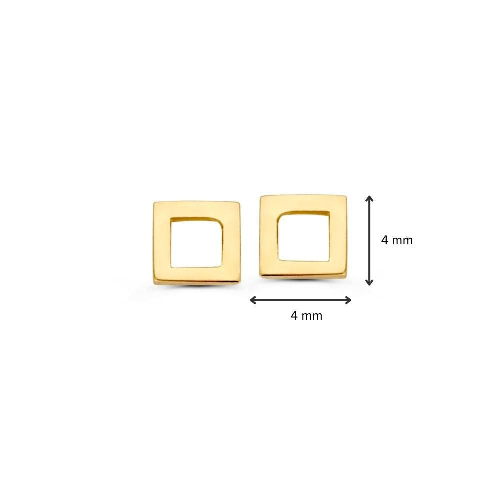 Geelgouden Oorstekers in Vierkant Design - Elegant & Tijdloos - Van der Kooij