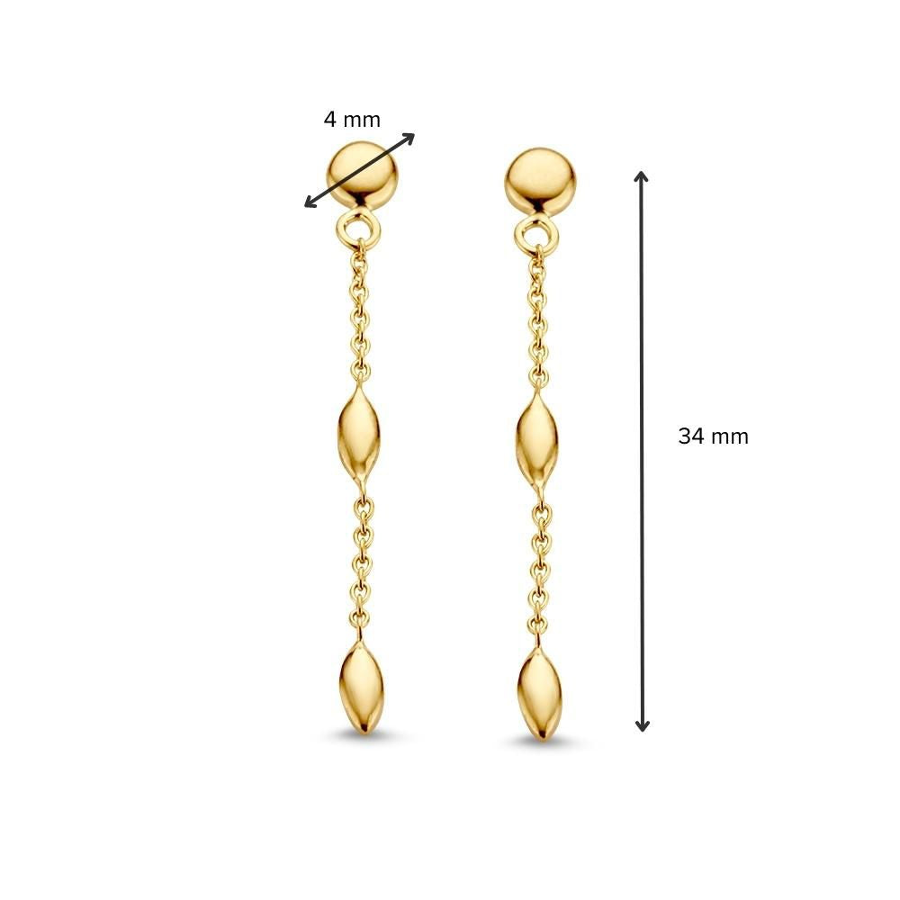 14K Geelgouden Oorstekers 34mm – Verfijnde en Tijdloze Oorbellen voor Dames
