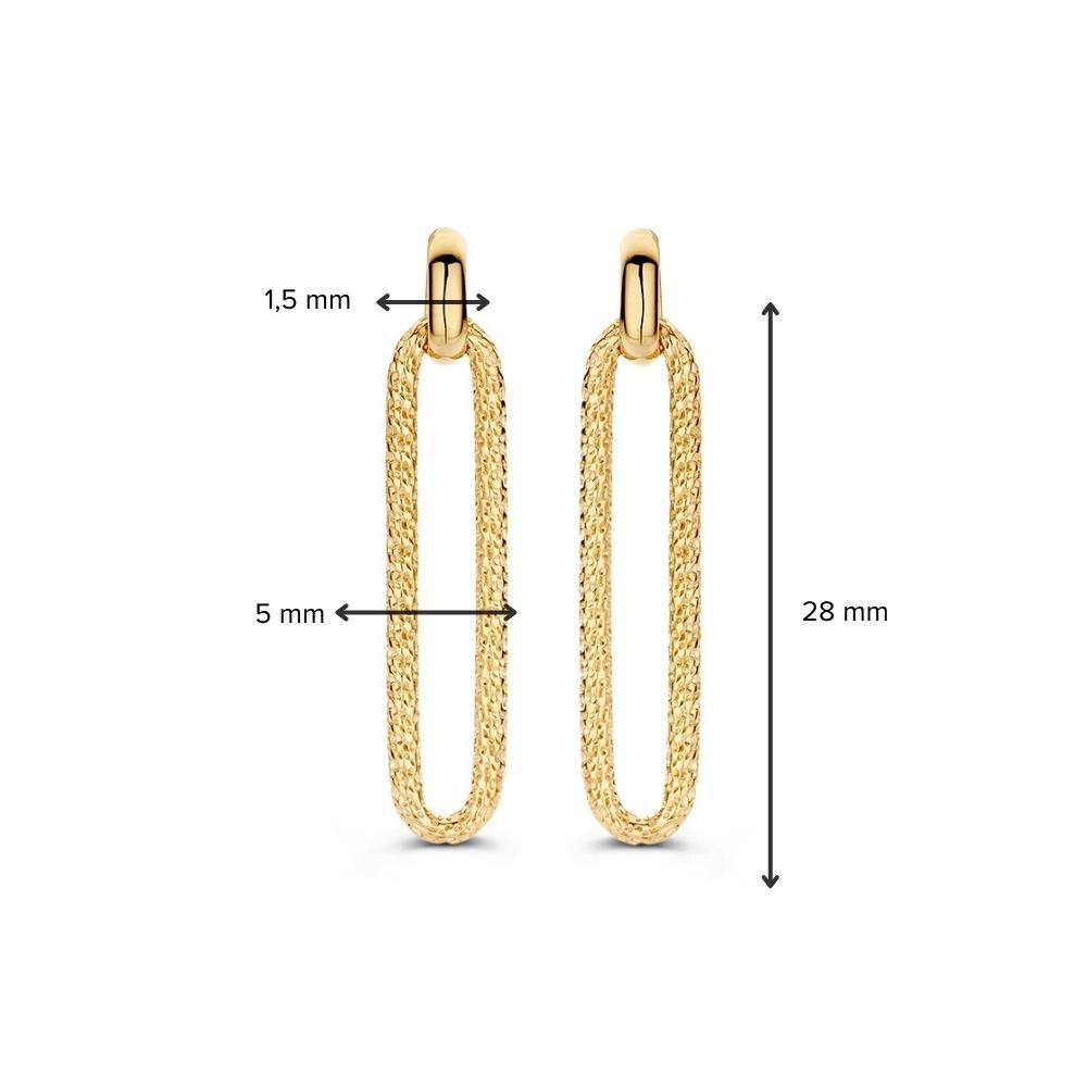 Geelgouden Oorhangers met Bewerkte Paperclip Schakel in 14 Karaat Goud
