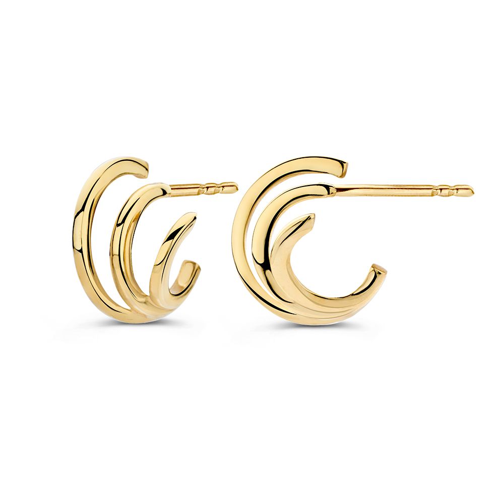 14K Geelgouden Oorstekers – Drie Ringen in Eén Design