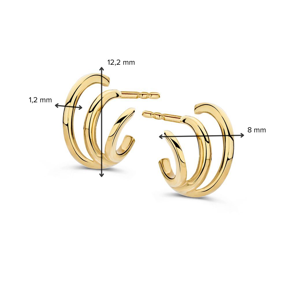 14K Geelgouden Oorstekers – Drie Ringen in Eén Design