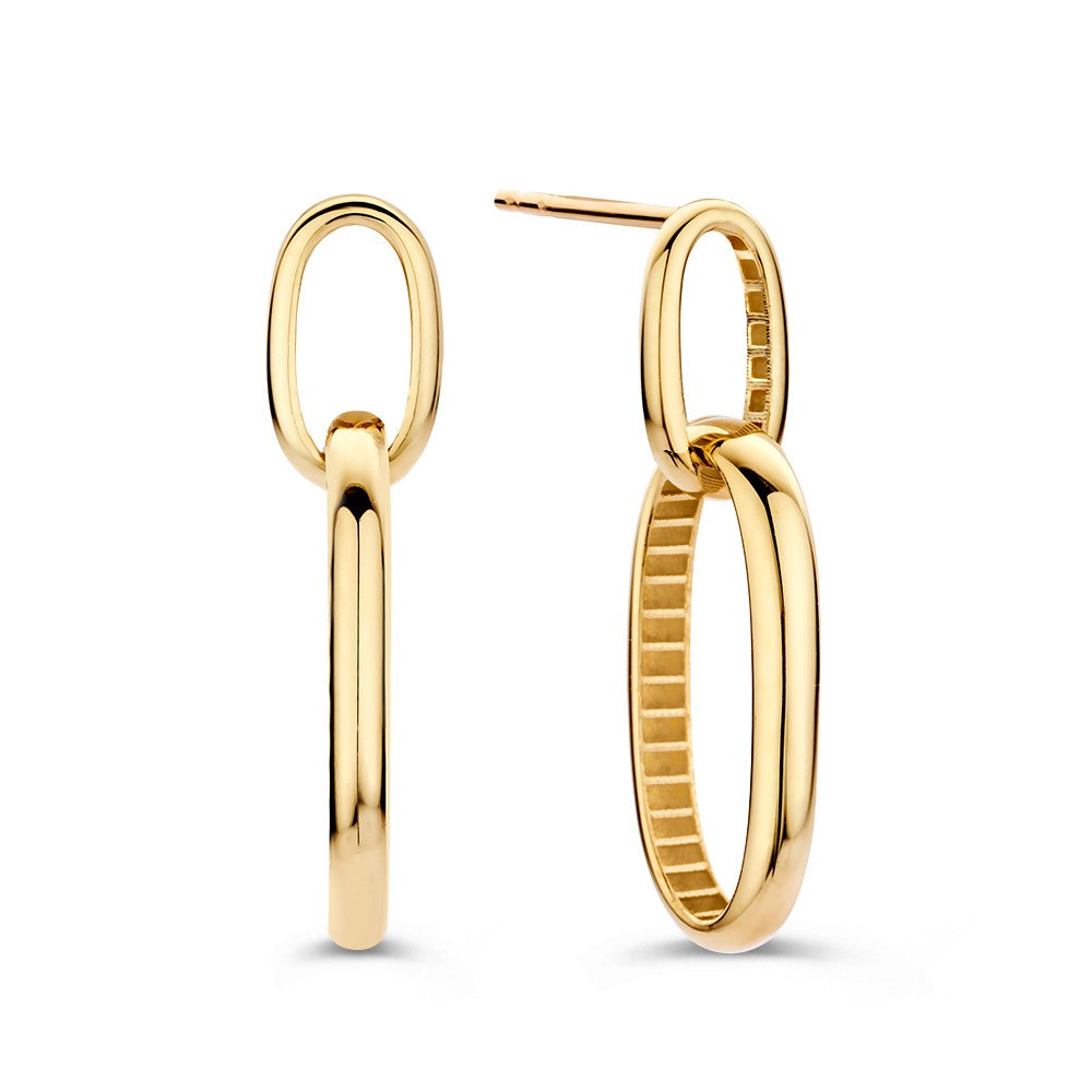 Lange Geelgouden Oorstekers met Ovale Schakels – Subtiele Elegantie
