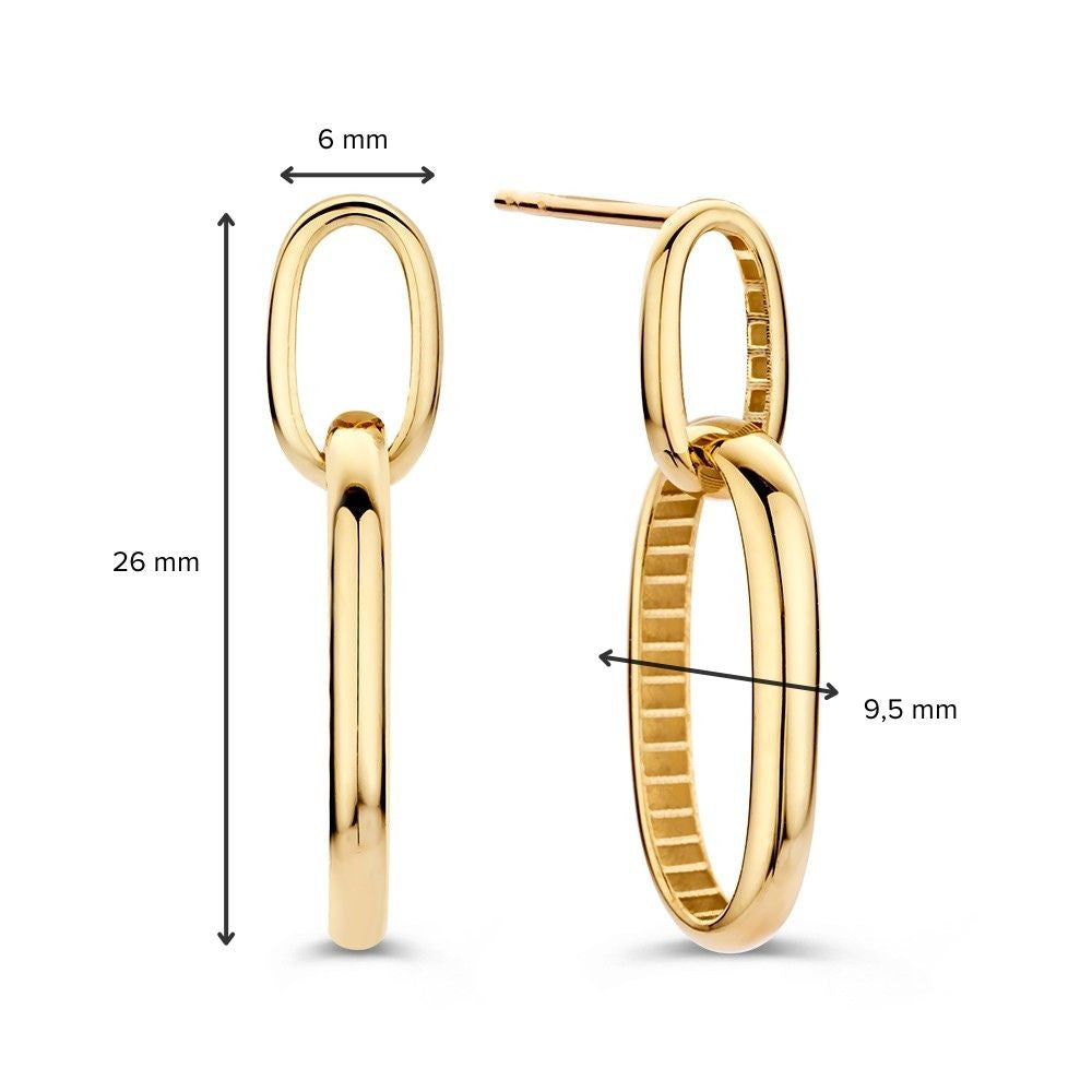 Lange Geelgouden Oorstekers met Ovale Schakels – Subtiele Elegantie