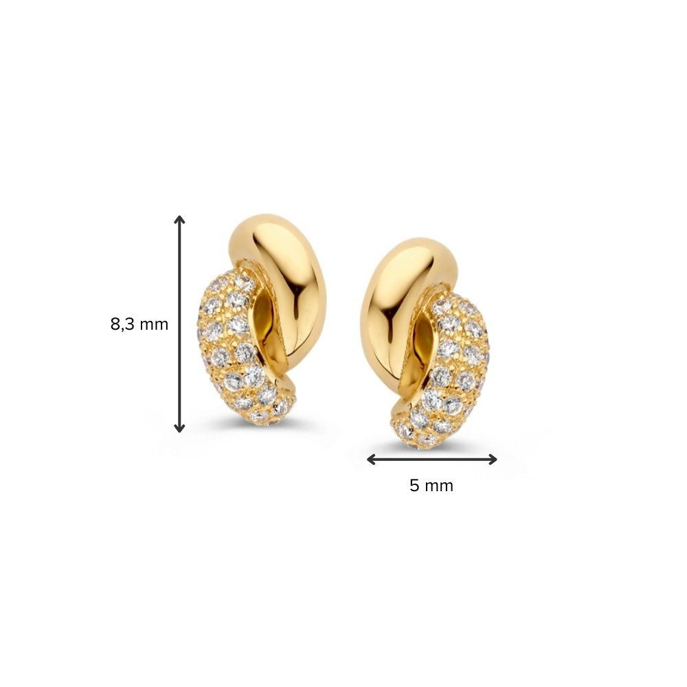 Elegant Yellow Gold Knot Earrings with Diamonds, 0.15ct – Timeless Jewelry for Women