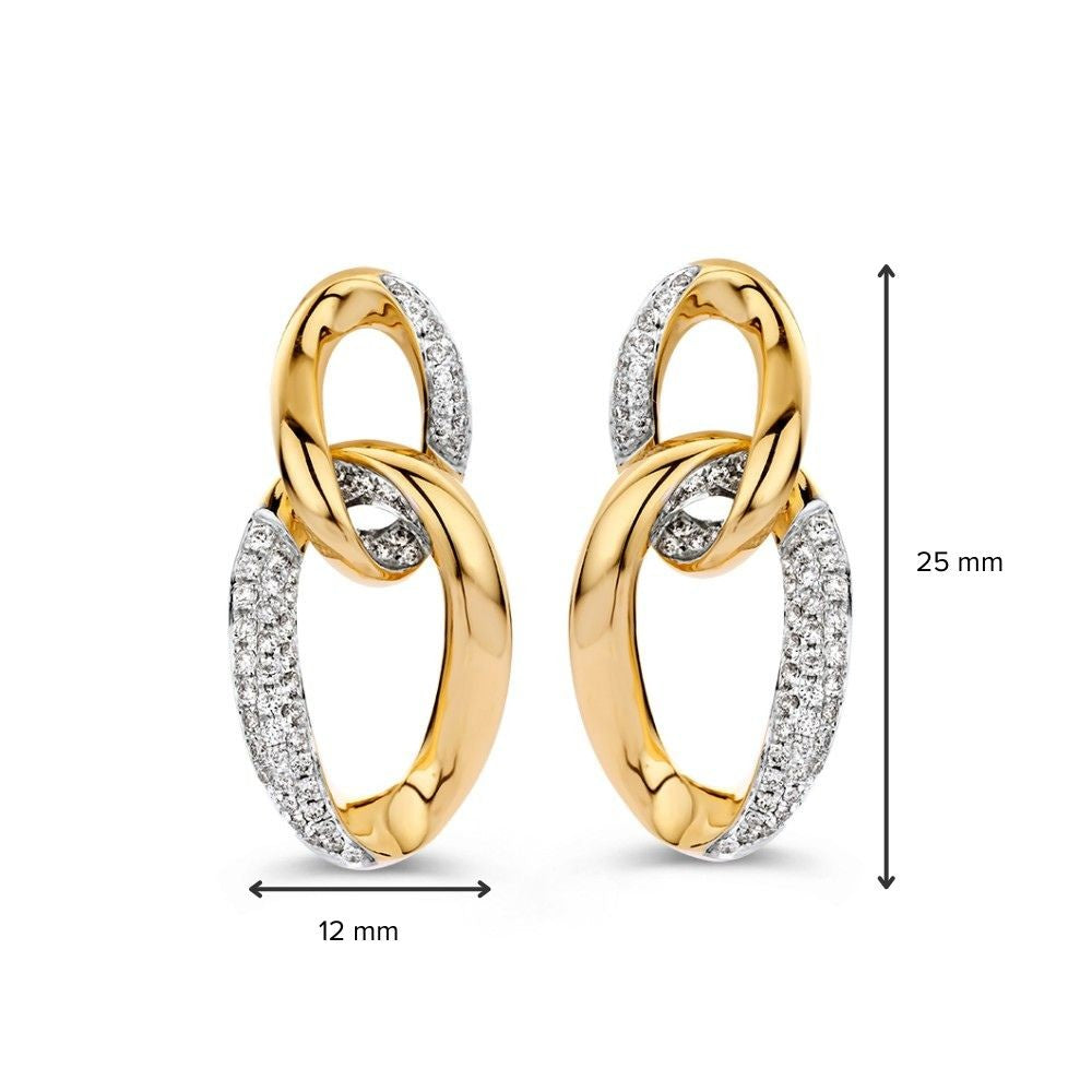 Luxe Geelgouden Oorbellen met Diamanten – Elegantie en Schittering in Één