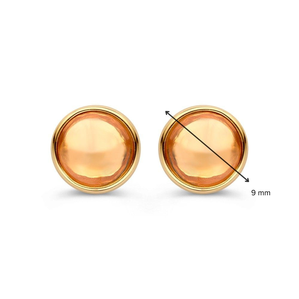 Geelgouden Oorstekers met Citrien – Stralende Oranje Accenten voor Dames