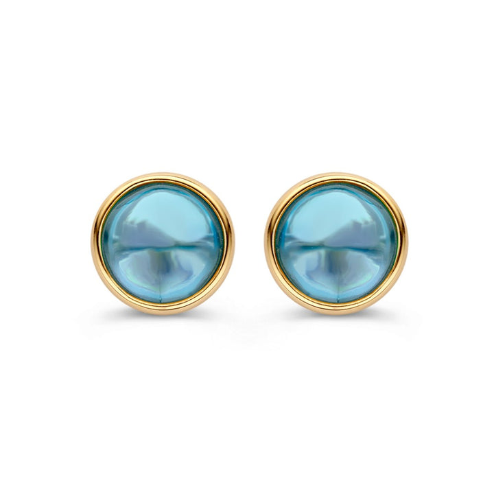 Elegant Geelgouden Oorstekers met Sprankelende Topaas 14 Karaat