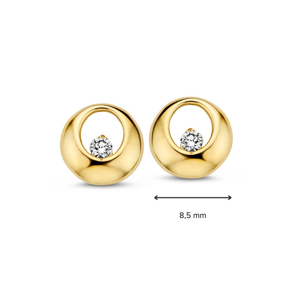 Geelgouden Oorstekers met Zirkonia's – 14 Karaat, Subtiel en Elegant