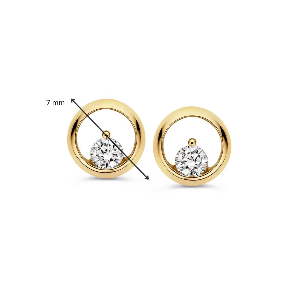 Geelgouden Oorstekers met Zirkonia – 14 Karaat, Subtiele Elegantie
