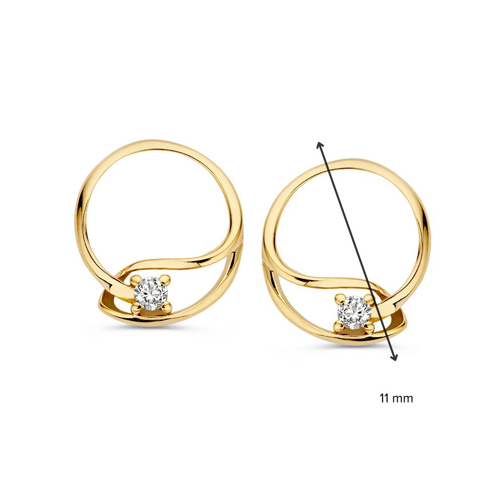 Geelgouden Oorstekers met Zirkonia – 14 Karaat, Tijdloos en Elegant