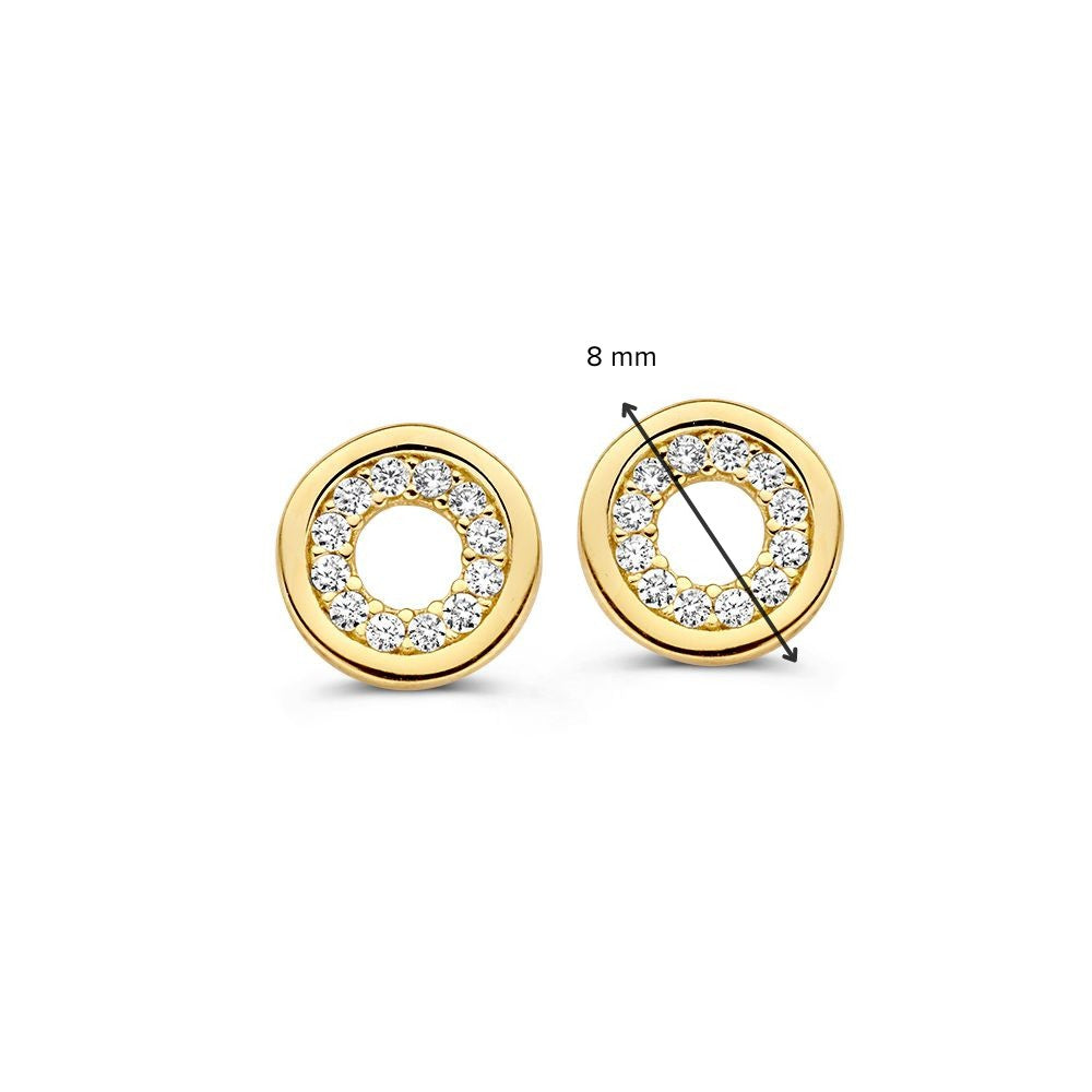 Geelgouden Oorstekers met Zirkonia in Rond Design - Verfijnde Elegantie - Van der Kooij