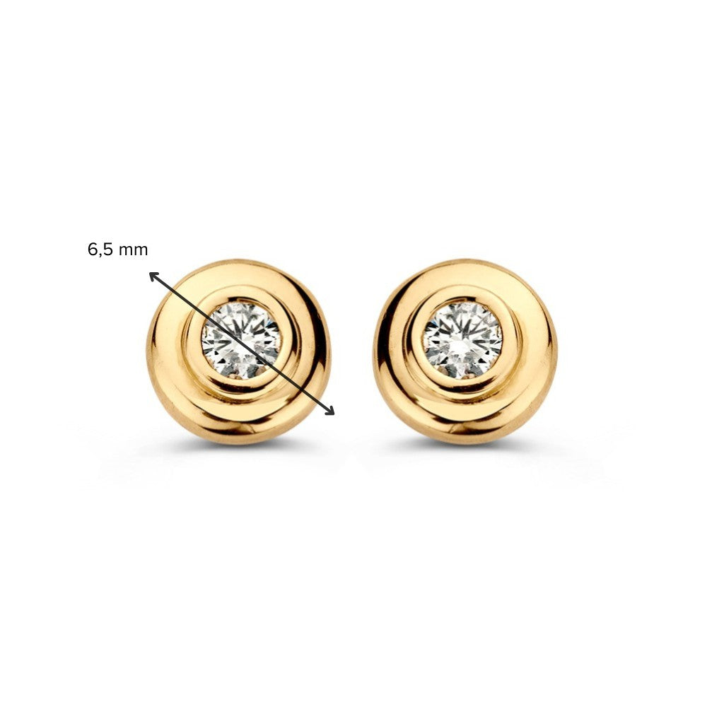 Geelgouden Oorstekers met Zirkonia – 14 Karaat, Elegantie in een Klein Formaat