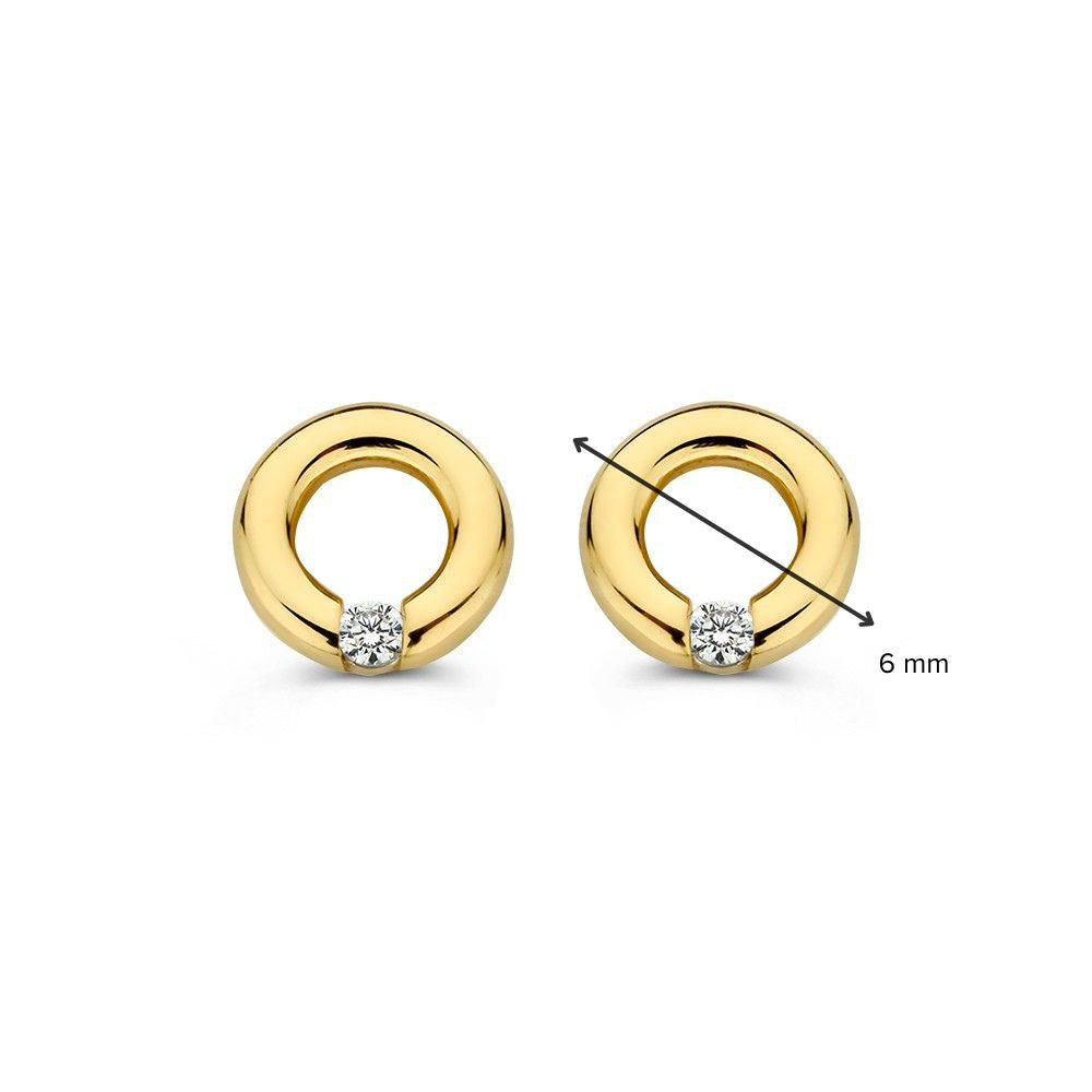 Geelgouden Oorknoppen met Zirkonia – 14 Karaat