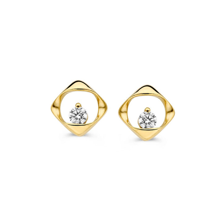 Oorstekers geelgoud zirkonia