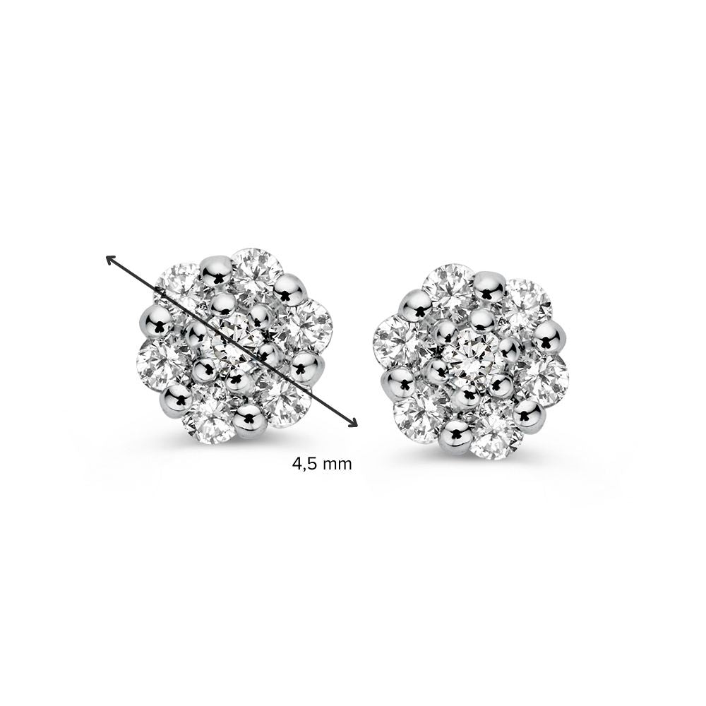 Witgouden Diamanten Oorstekers in Entourage Zetting – 14 Karaat, 0.16 ct Briljant