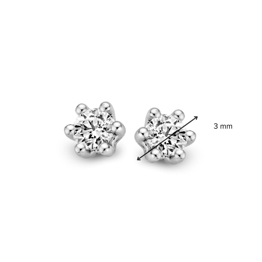 Witgouden Solitair Oorstekers in Zespoot Zetting – 14 Karaat, 0.20 ct Diamant Briljant