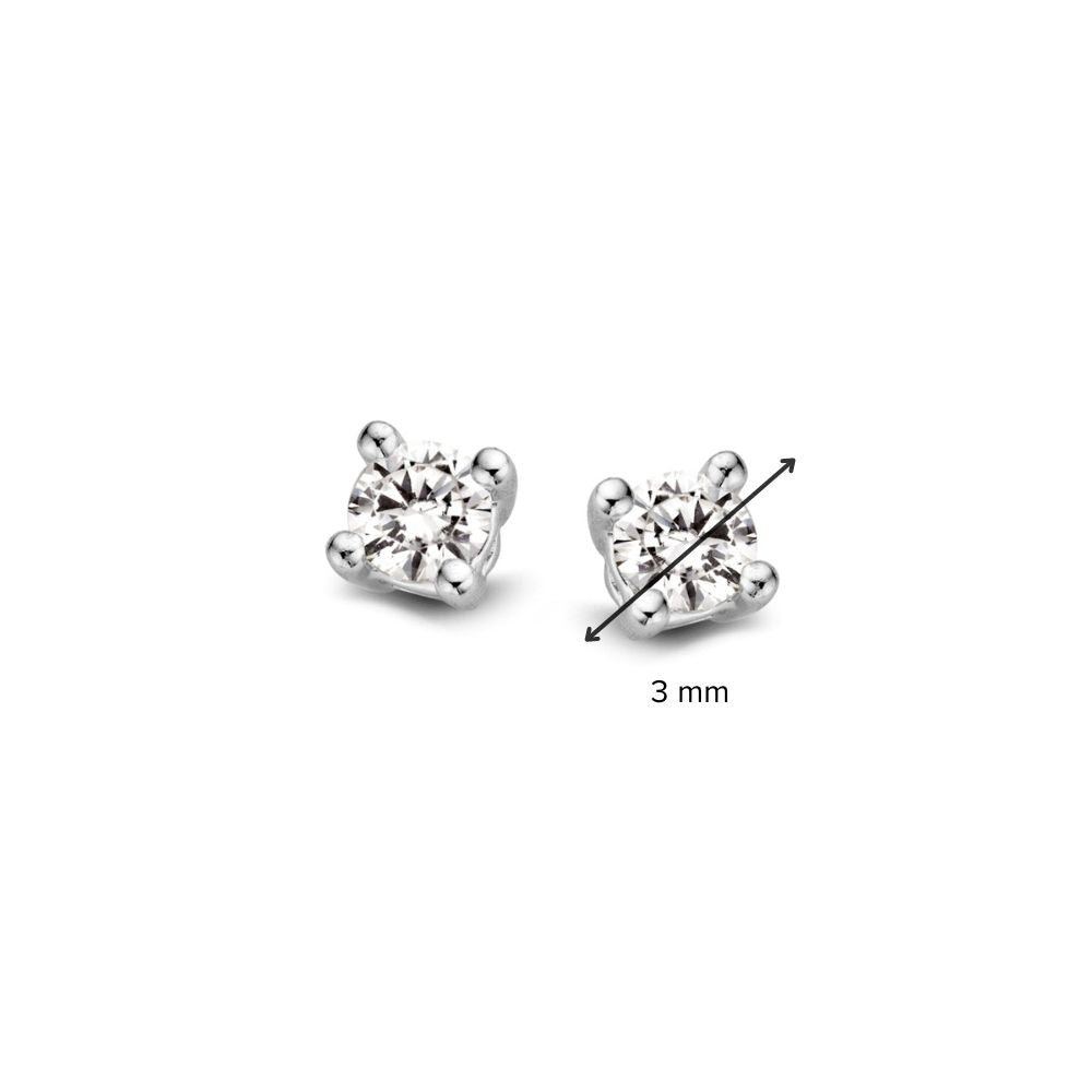 Witgouden 14 Karaat Solitair Oorknoppen met 2x 0,10ct Briljant Diamanten