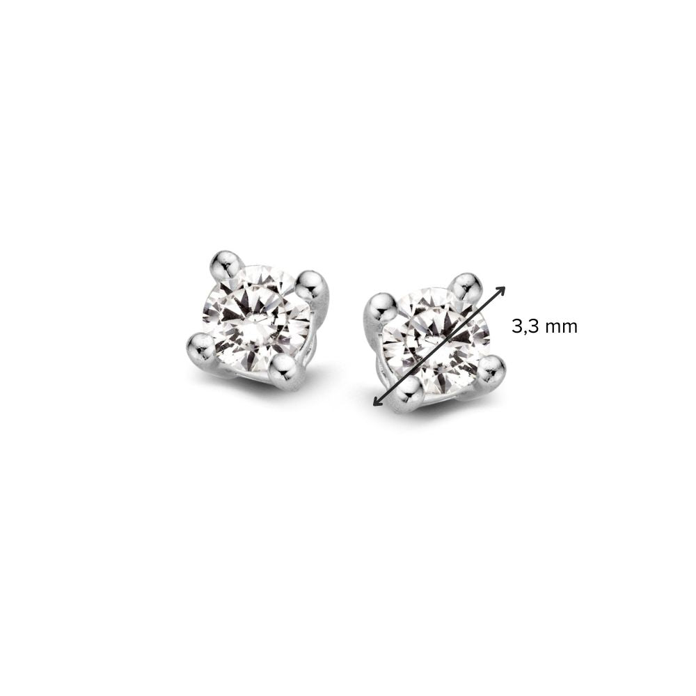 Witgouden 14 Karaat Solitair Oorknoppen met 2x 0,16ct Briljante Diamanten