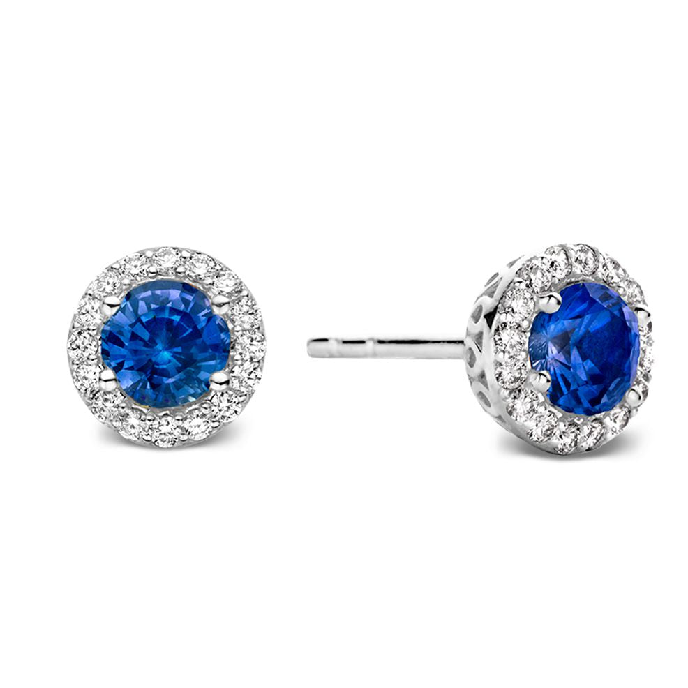 18kt Witgouden Ring met Blauwe Saffier en Diamant – Van der Kooij Luxe Sieraad