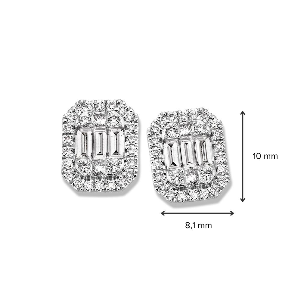 Witgouden Oorstekers met Baguette Diamanten – 14K Oorbellen voor Dames, 0.80 crt Diamant