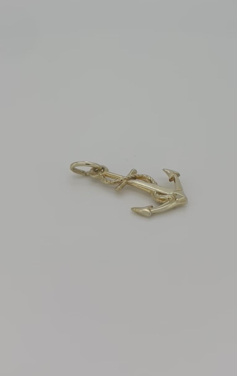 vintage gouden hanger 14k anker 0.9gr