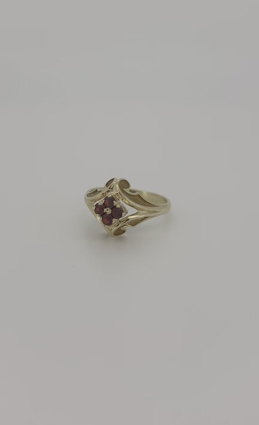 14k Geelgouden Vintage Ring met Granaat