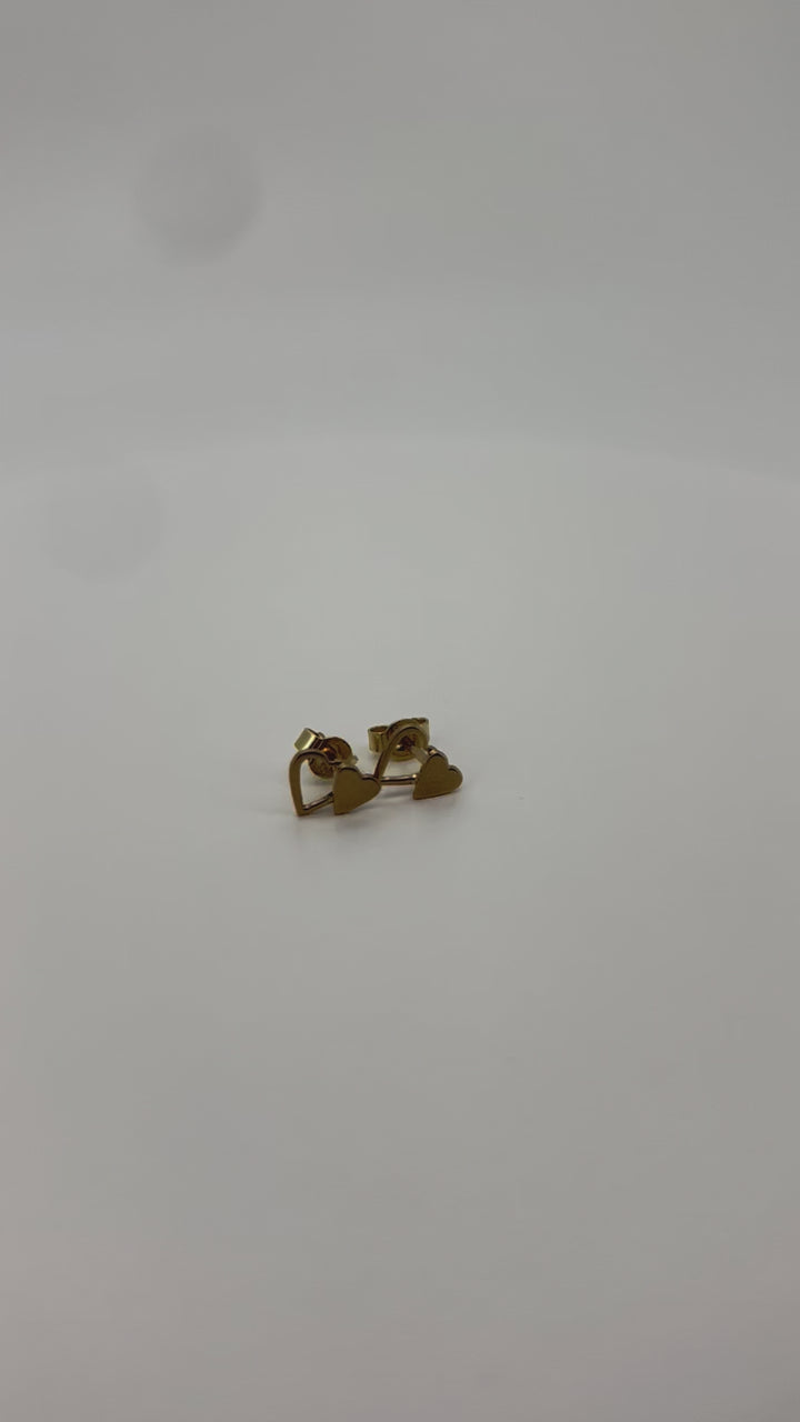 vintage gouden oorbellen hartjes 18K 1gr