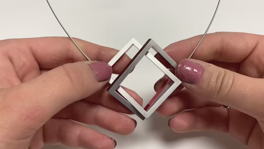Necklace Two rectangles inside each other Red C30R