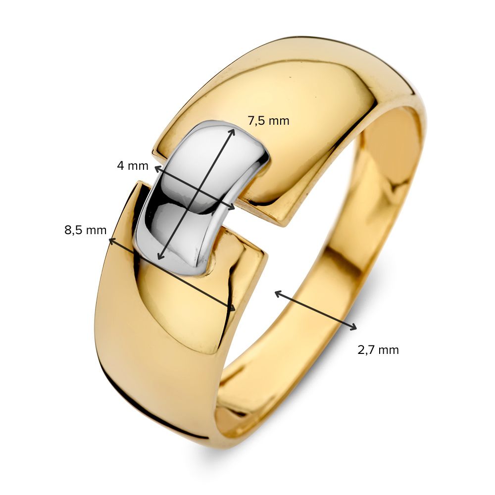 14-Karaats Geelgouden Damesring met Witgouden Verbindingsdetail