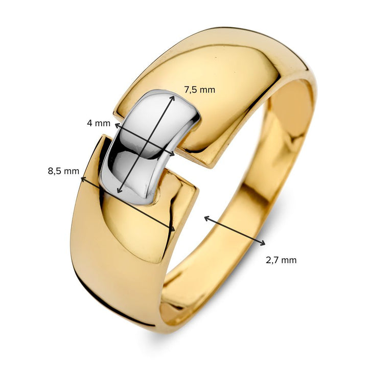 14-Karaats Geelgouden Damesring met Witgouden Verbindingsdetail