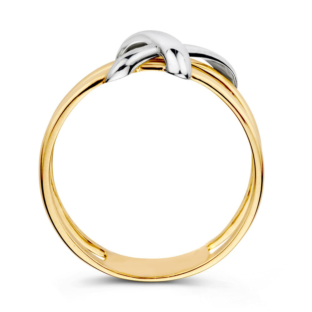 14 Karaat Bicolor Damesring – Luxe en Elegantie in Geel- en Witgoud