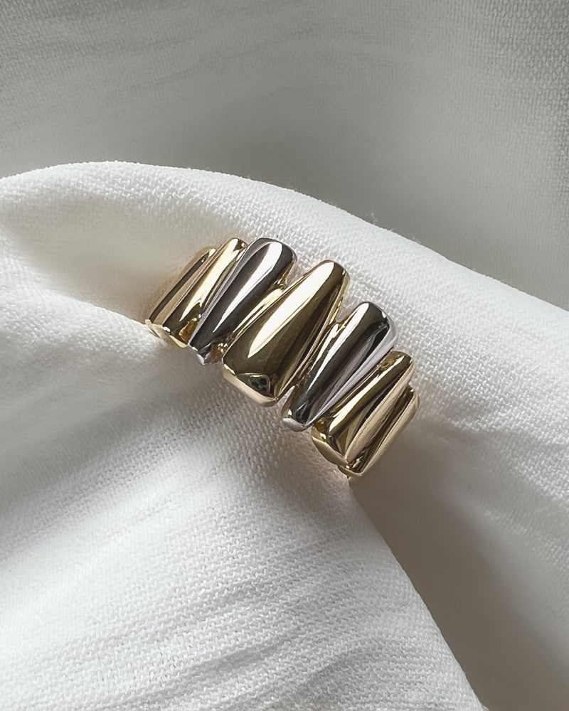 14 Karaat Bicolor Damesring – Luxe en Elegantie in Geel- en Witgoud