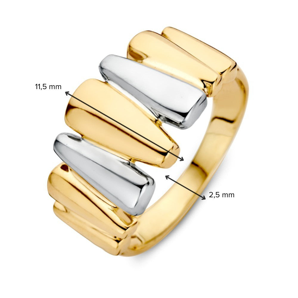 14 Karaat Bicolor Damesring – Luxe en Elegantie in Geel- en Witgoud