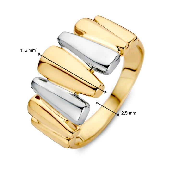 14 Karaat Bicolor Damesring – Luxe en Elegantie in Geel- en Witgoud