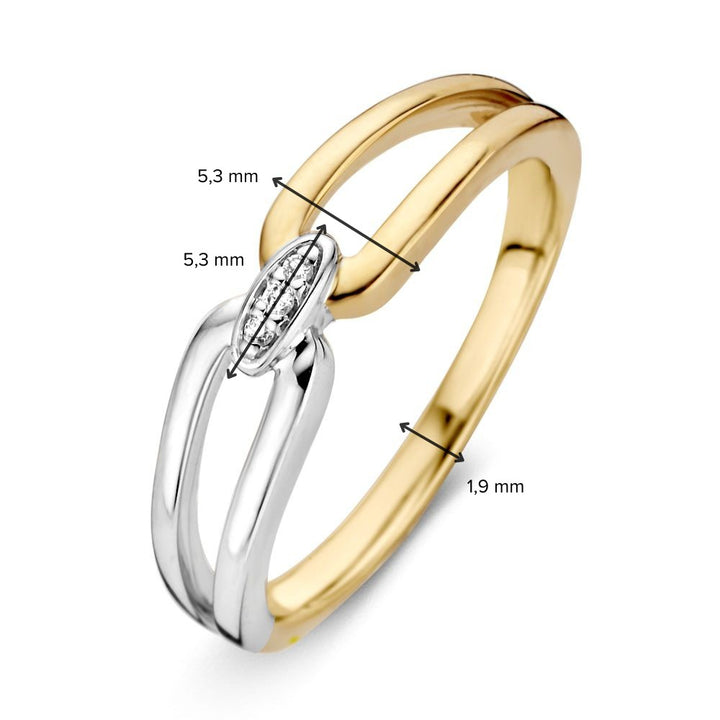 14 Karaat Bicolor Damesring met Diamant – Elegantie en Luxe