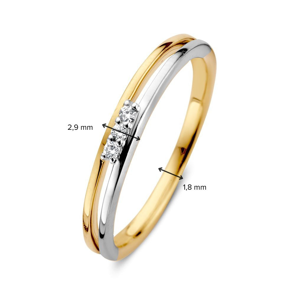 14-Karaats Bicolor Gouden Ring met Diamant